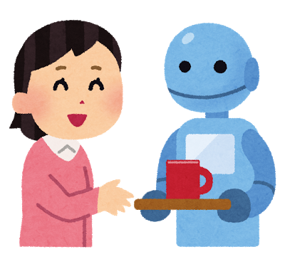 ロボットがお茶を運んでくる画像